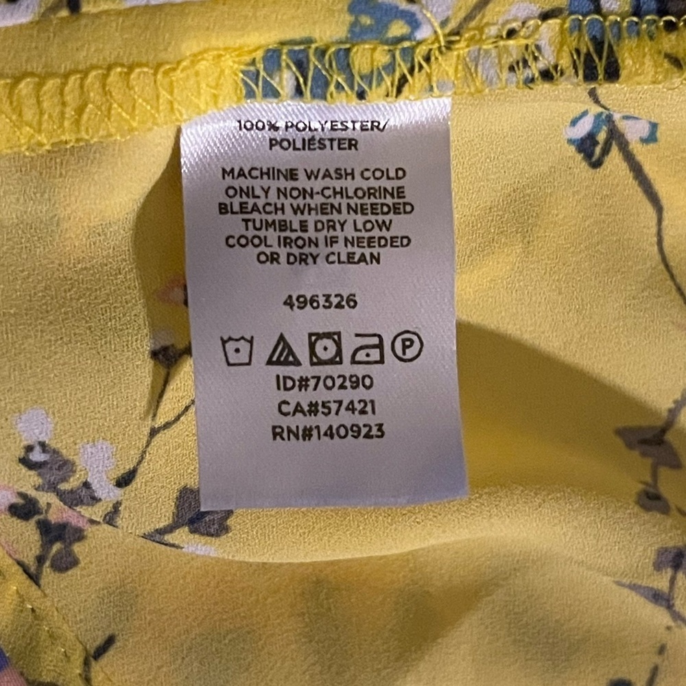 LOFT Yellow Floral Wrap-Tie Blouse - Picture 9 of 9